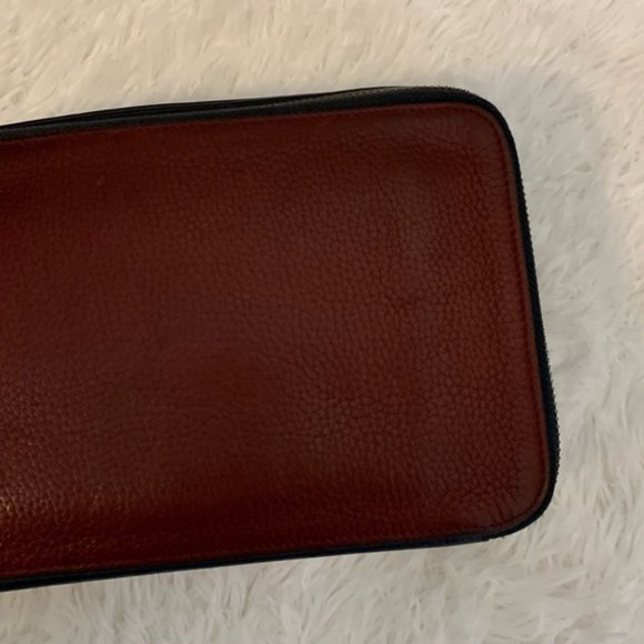 Prada Saffiano Leather Zippered Travel Organizer Blue & Burgundy - Picture 15 of 16